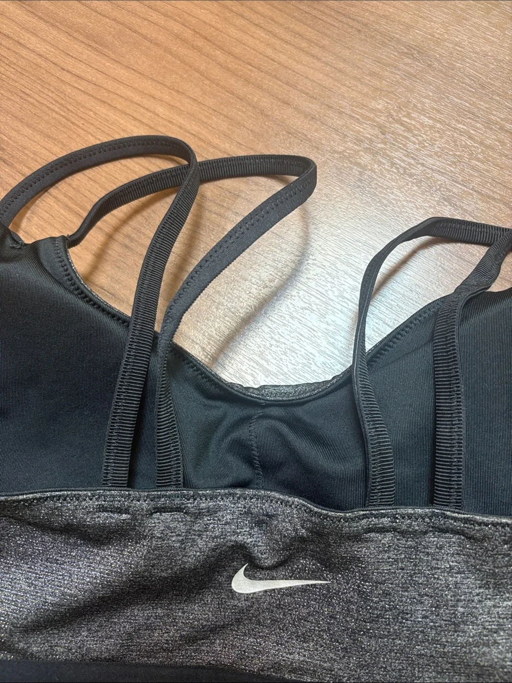 Nike Heather Charcoal Shimmer Double-Strap Sports Bralette
